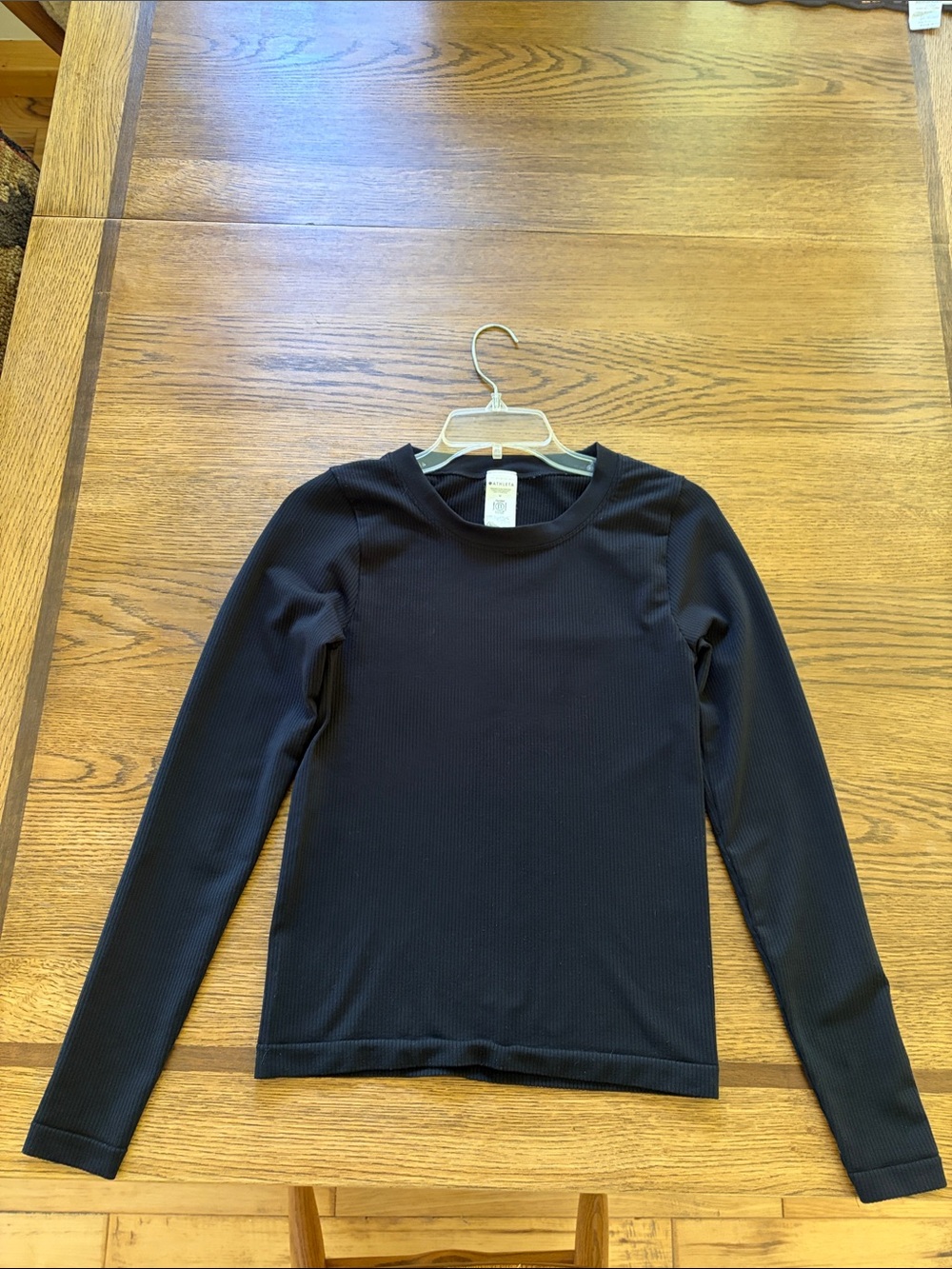Athleta Classic Black Long Sleeve Ribbed Tee